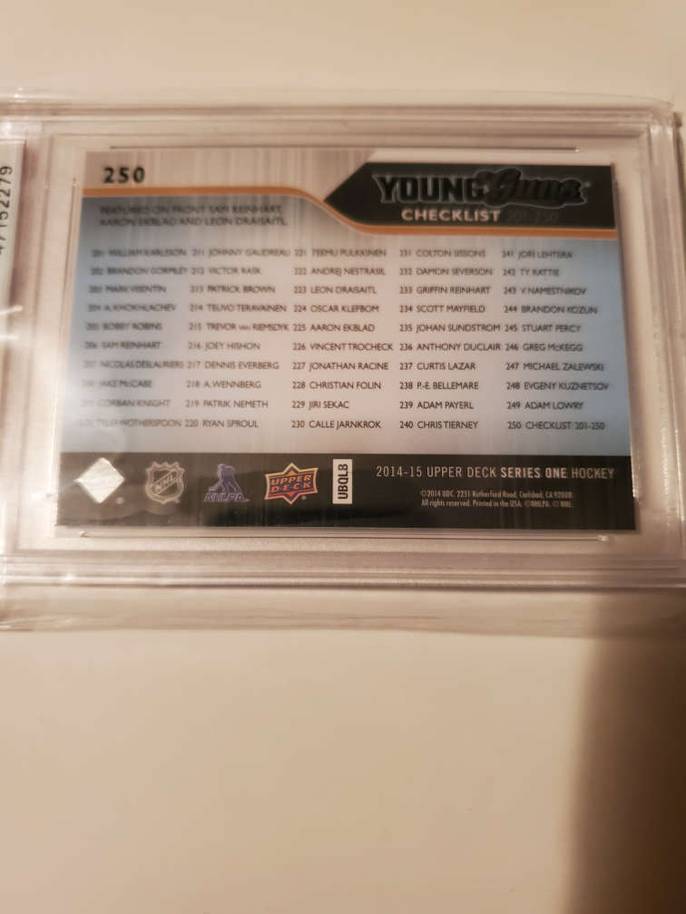 PSA 10 Draisaitl, Reinhart, Ekblad (Pop 7) Young Guns Checklist image indicator(2)
