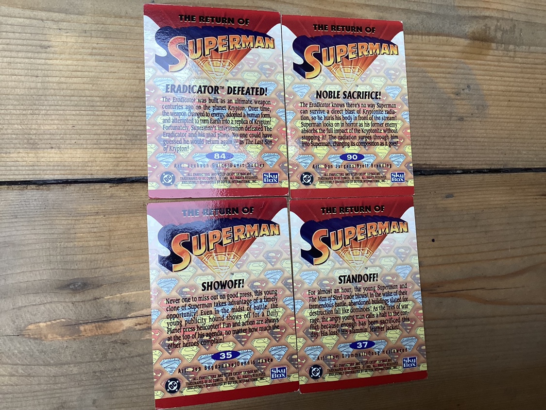 1993 THE RETURN OF SUPERMAN trading cards 35. 37, 84, 90 ! image indicator(2)