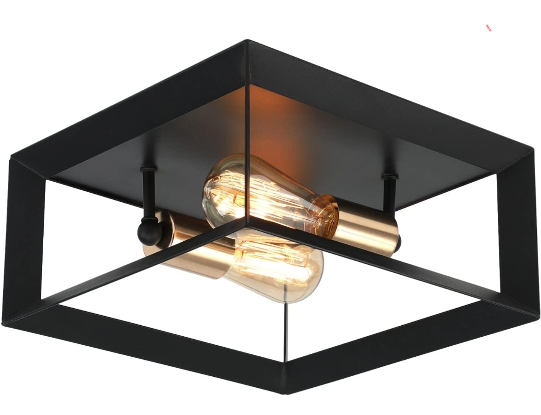 Flush Mount Ceiling Light, Black Industrial thumbnail