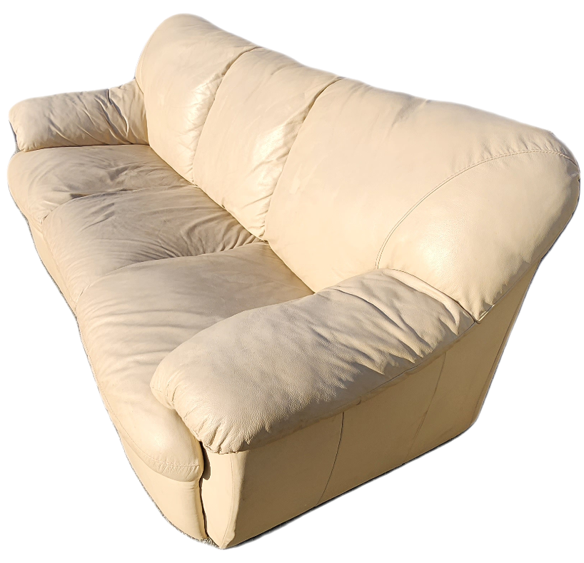 FREE DELIVERY Cream colored Leather 3 seater sofa / couch image indicator(4)