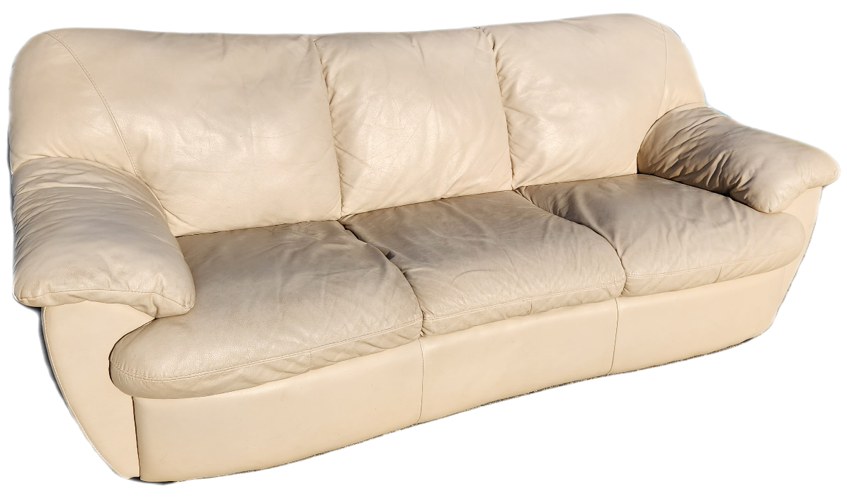 FREE DELIVERY Cream colored Leather 3 seater sofa / couch image indicator(6)