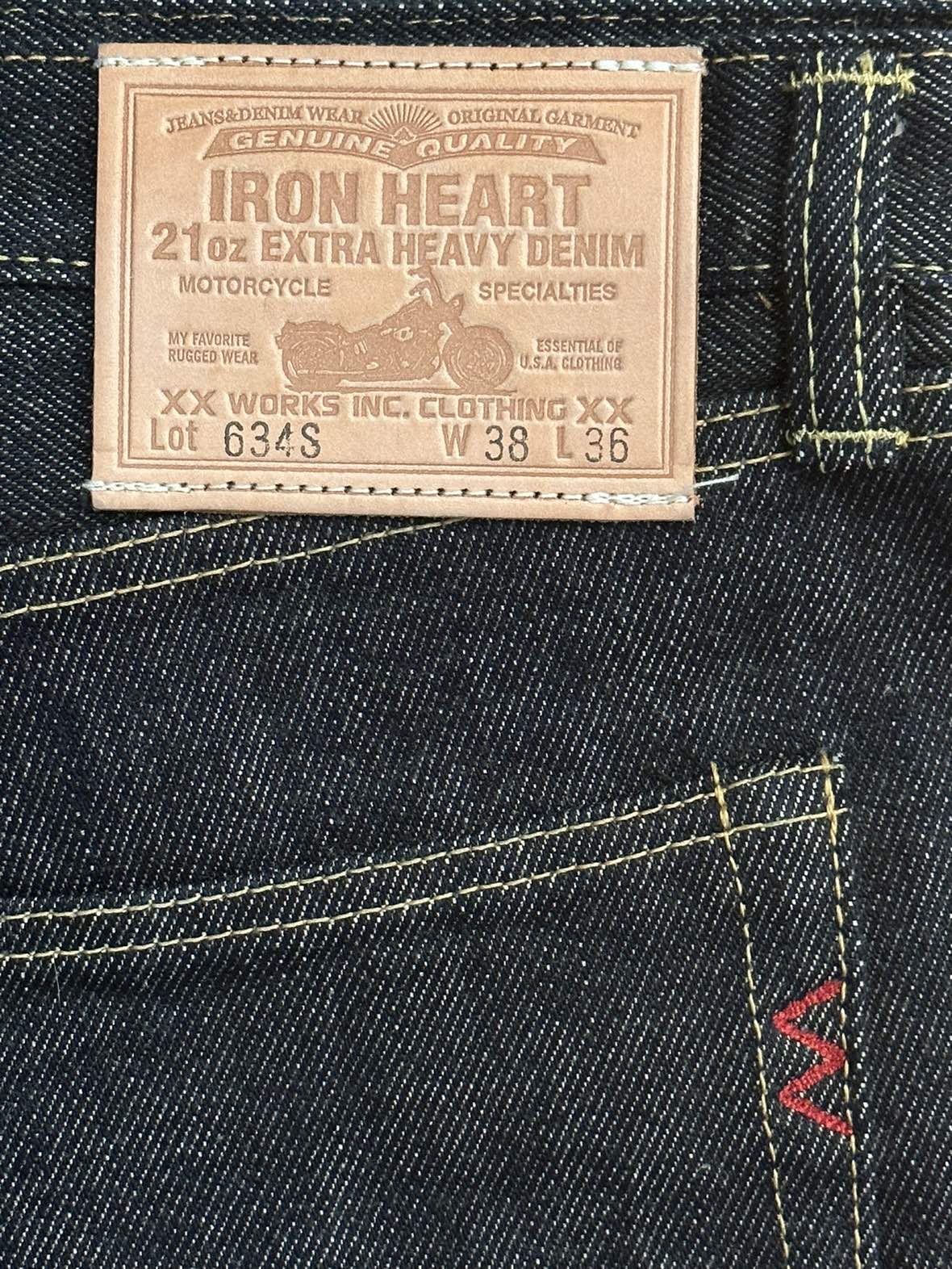 New 21oz Iron Heart 634S Selvedge Denim Jeans Size 38 thumbnail