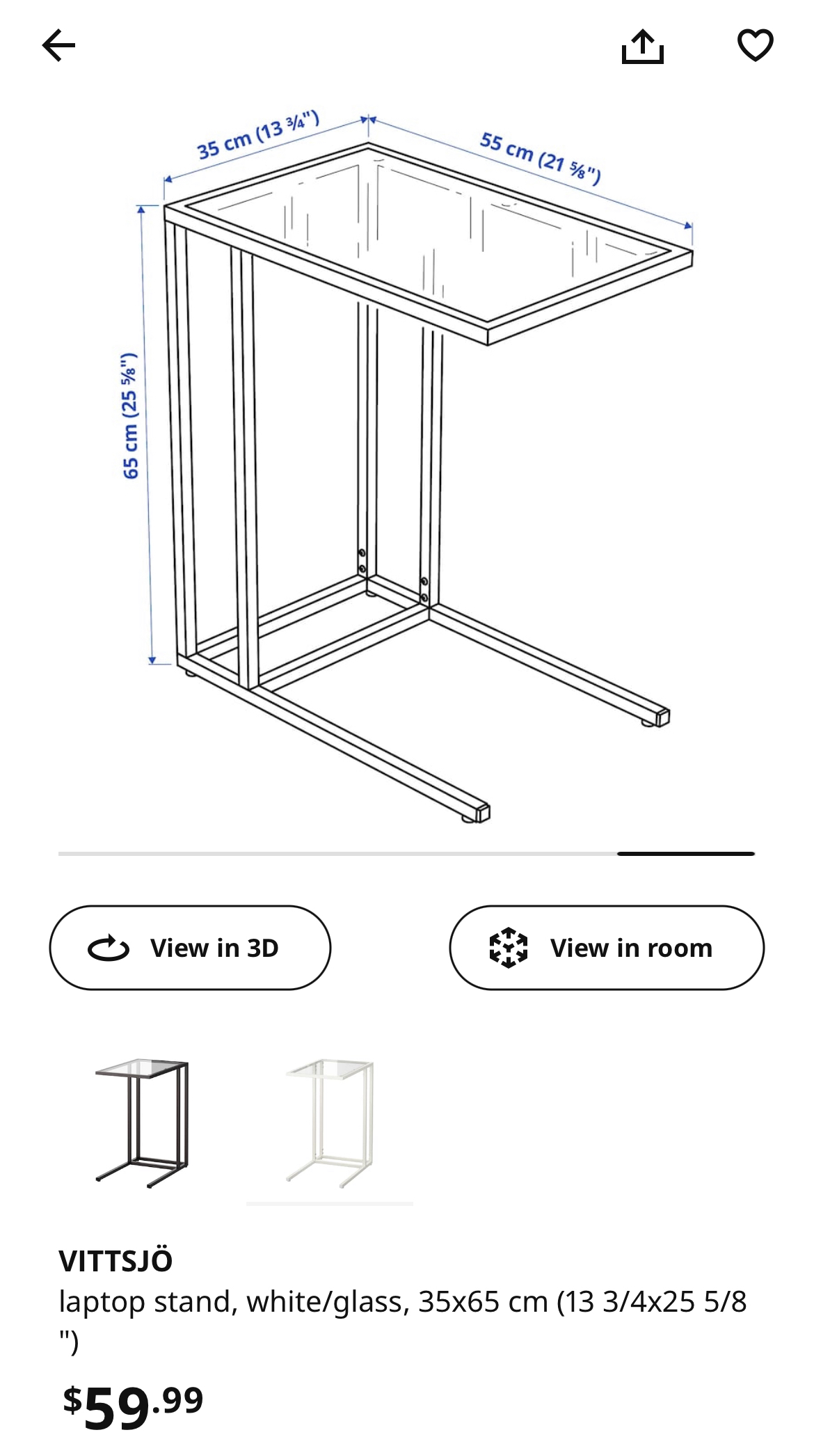 Ikea VITTSJÖ laptop stand - white - photo 3