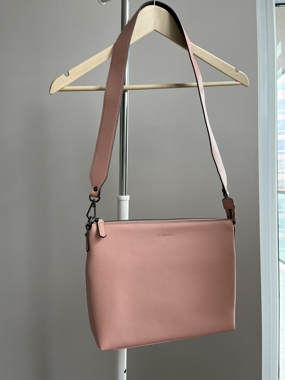 Pink leather purse/crossbody