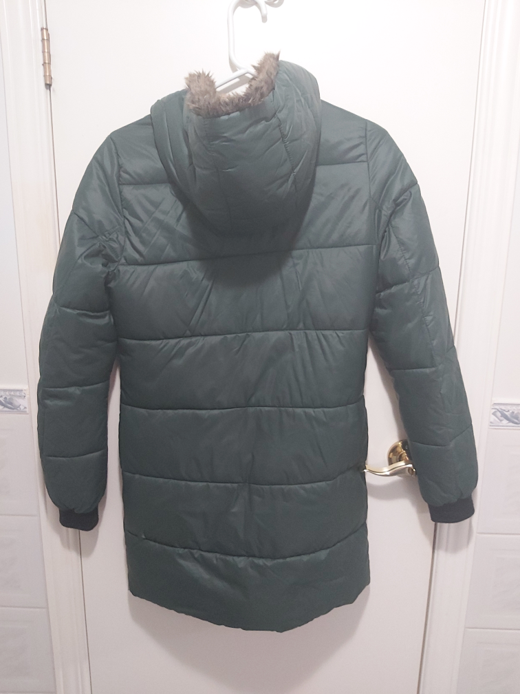 Garage dark green puffer coat, size extra small/small image indicator(4)