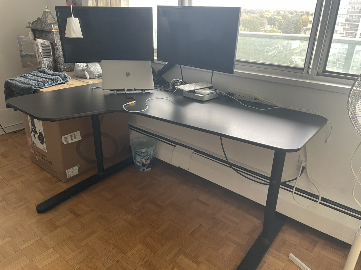 Ikea Work Corner desk-left, black stained ash veneer/black🥕🥕 image indicator(2)