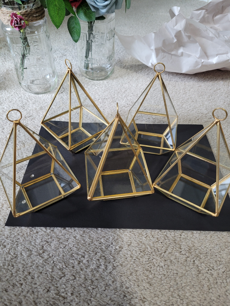 Small gold geometric terrariums