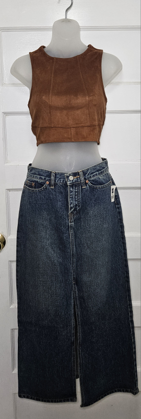 GAP Maxi Middle Slit denim Skirt Size 1 BNWT