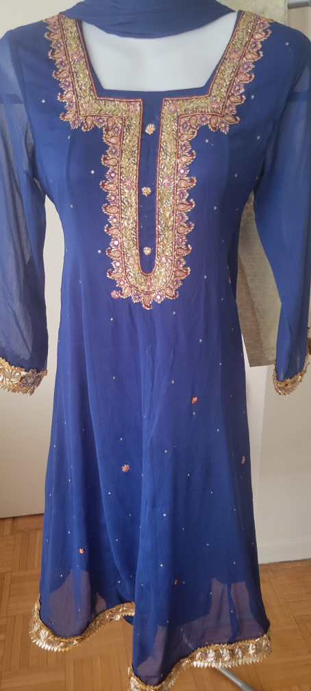 Blue Embroidered ( Hand Embroidered ), 3 pieses Dress image indicator(6)