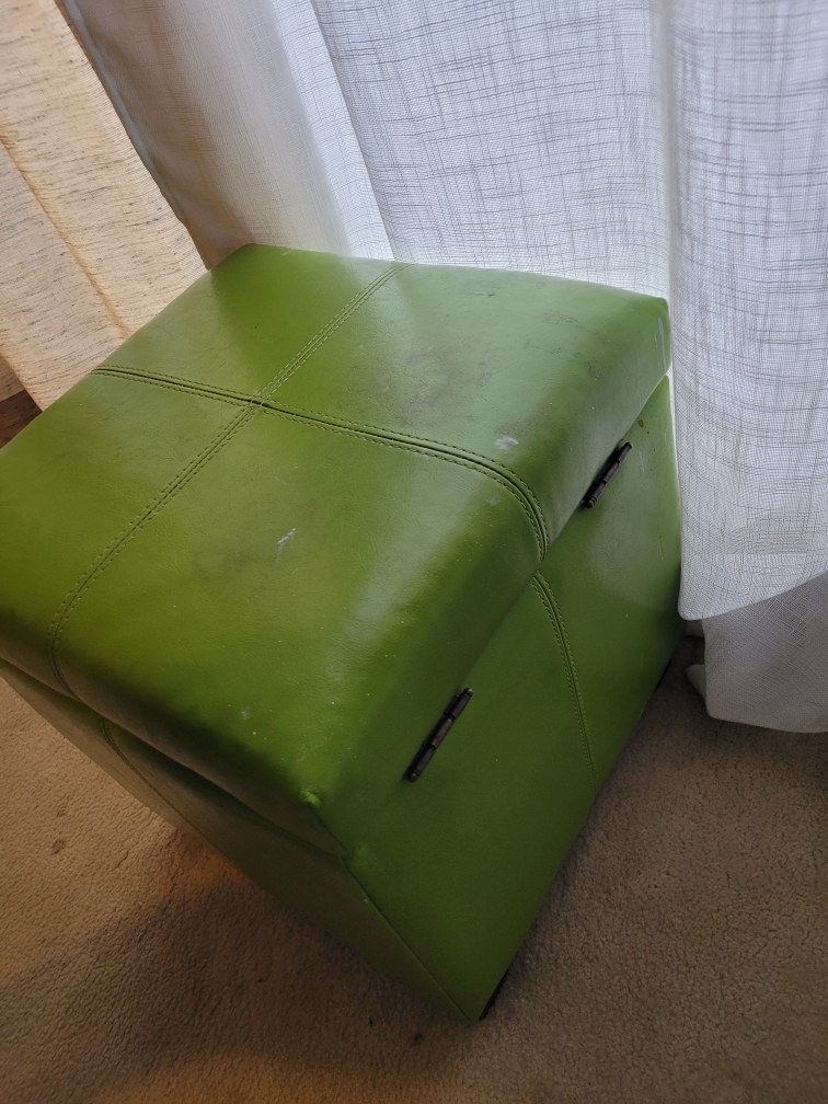 Green leather ottoman storage image indicator(3)