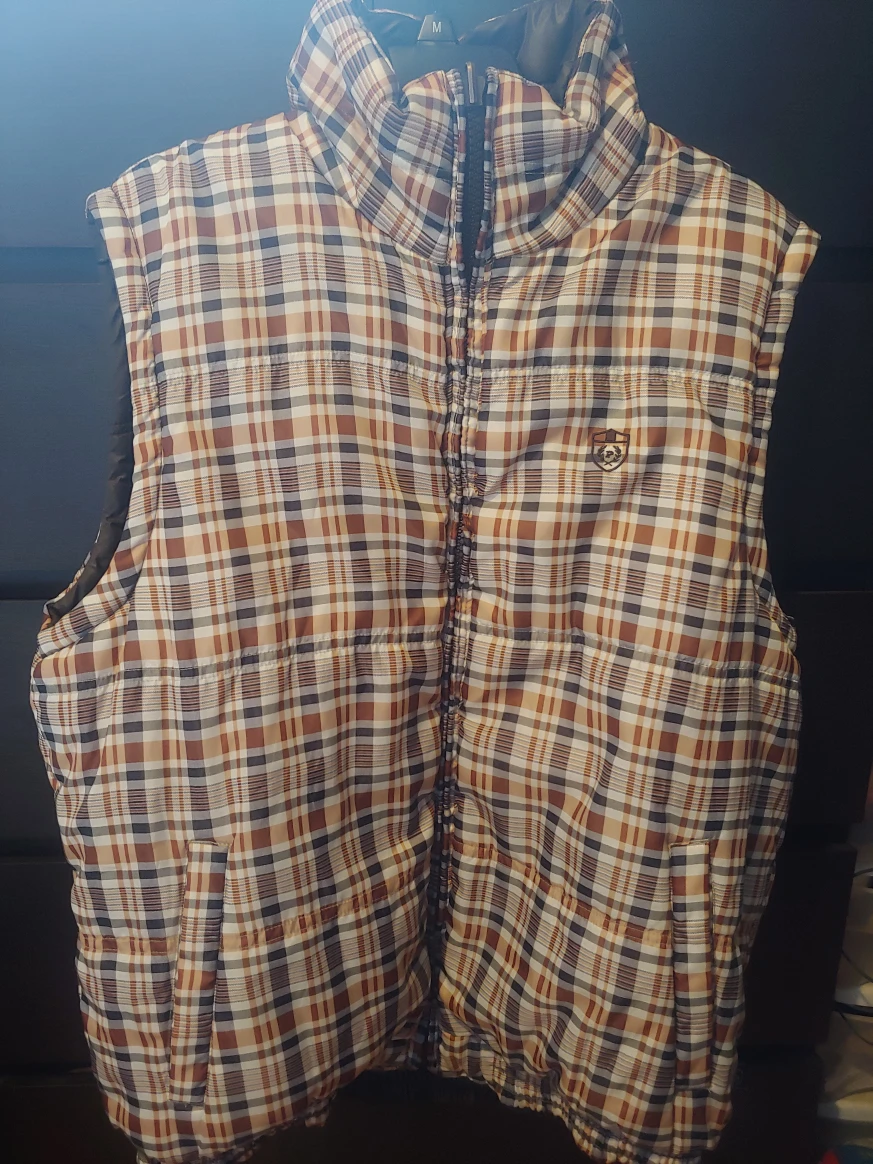 Reversible Phat Farm Brown and Plaid Sleeveless Vest thumbnail