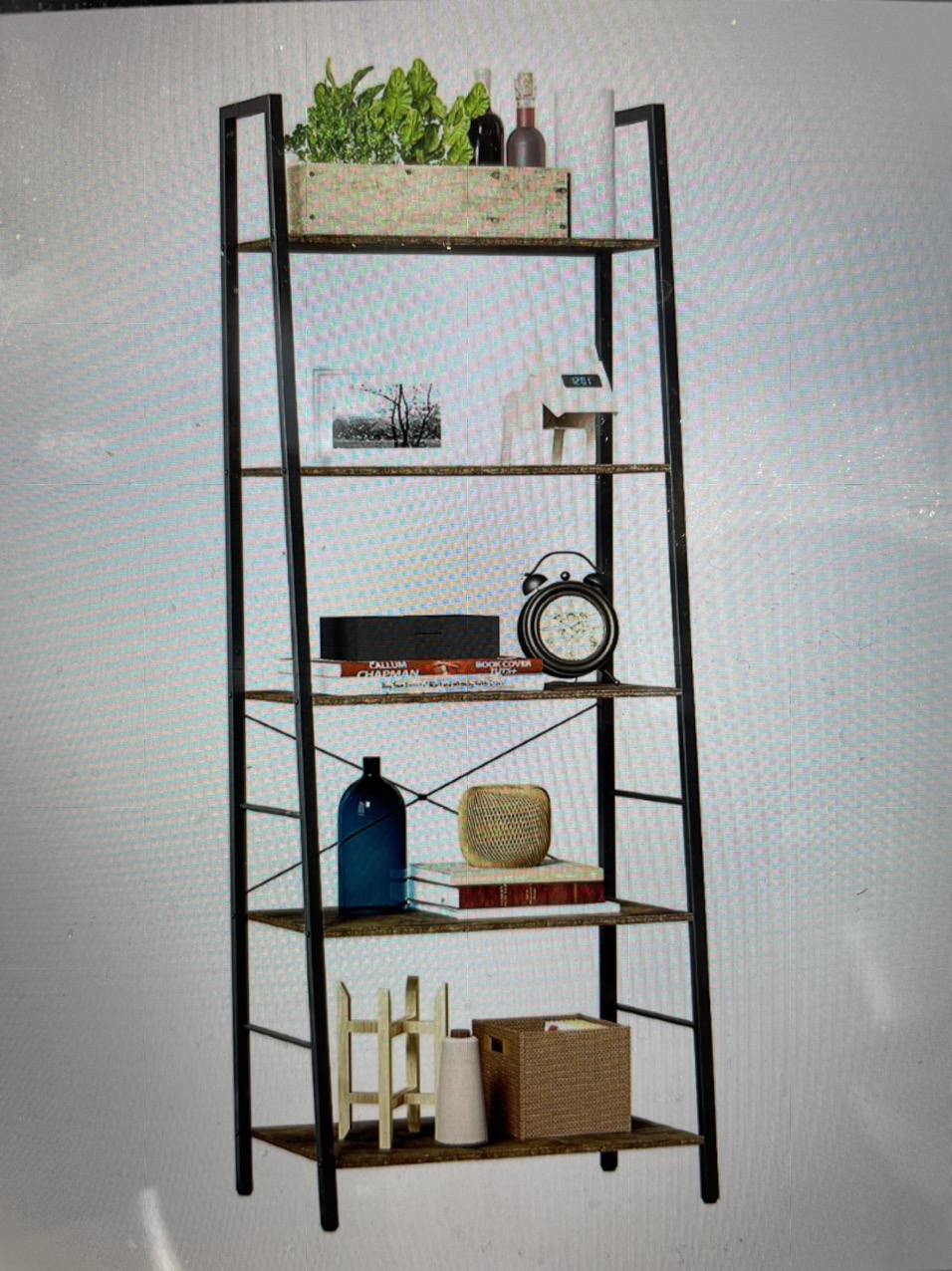 Bookshelf - rustic brown 5-tier