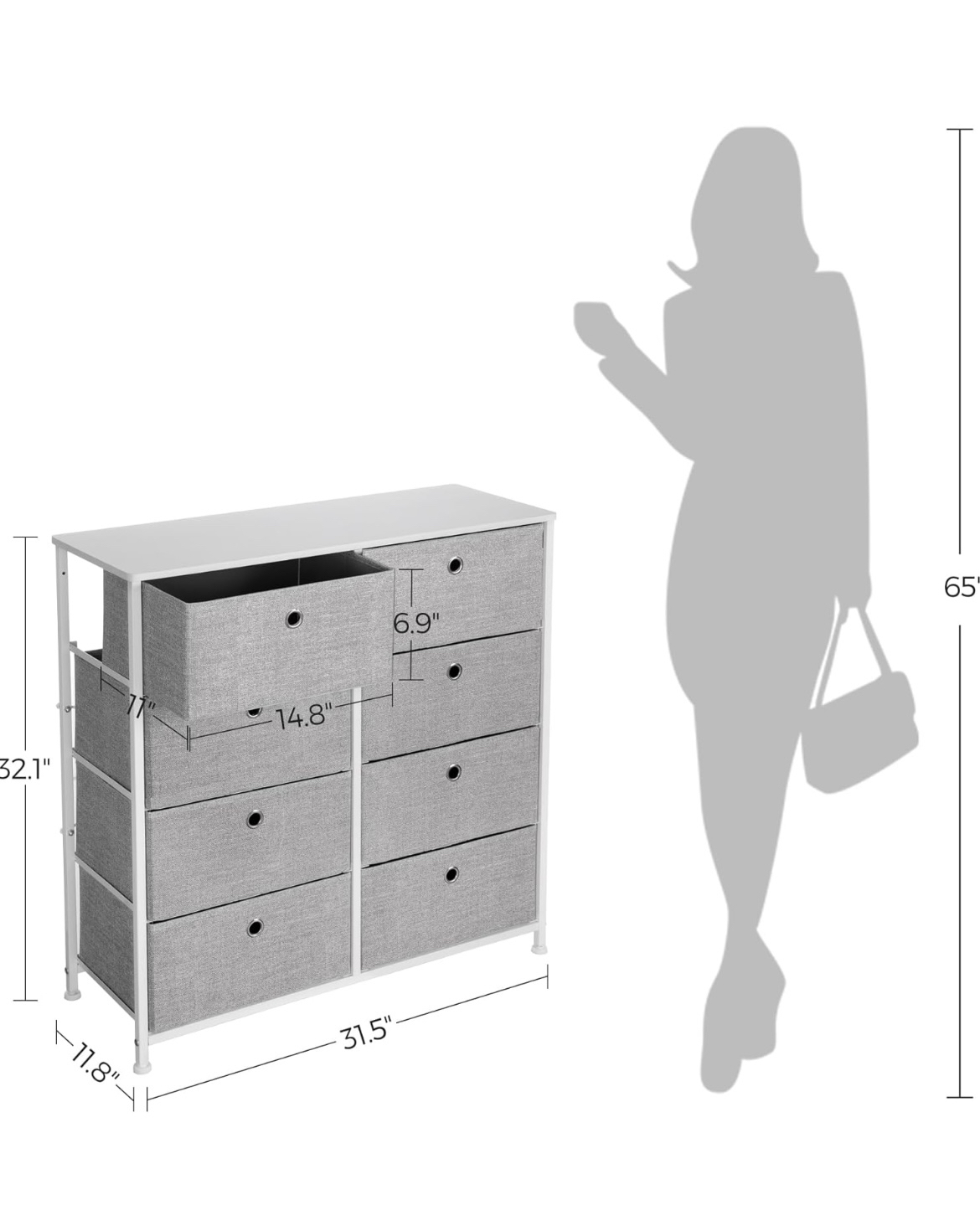 Storage Dresser with 8 Easy Pull Fabric Drawers image indicator(2)