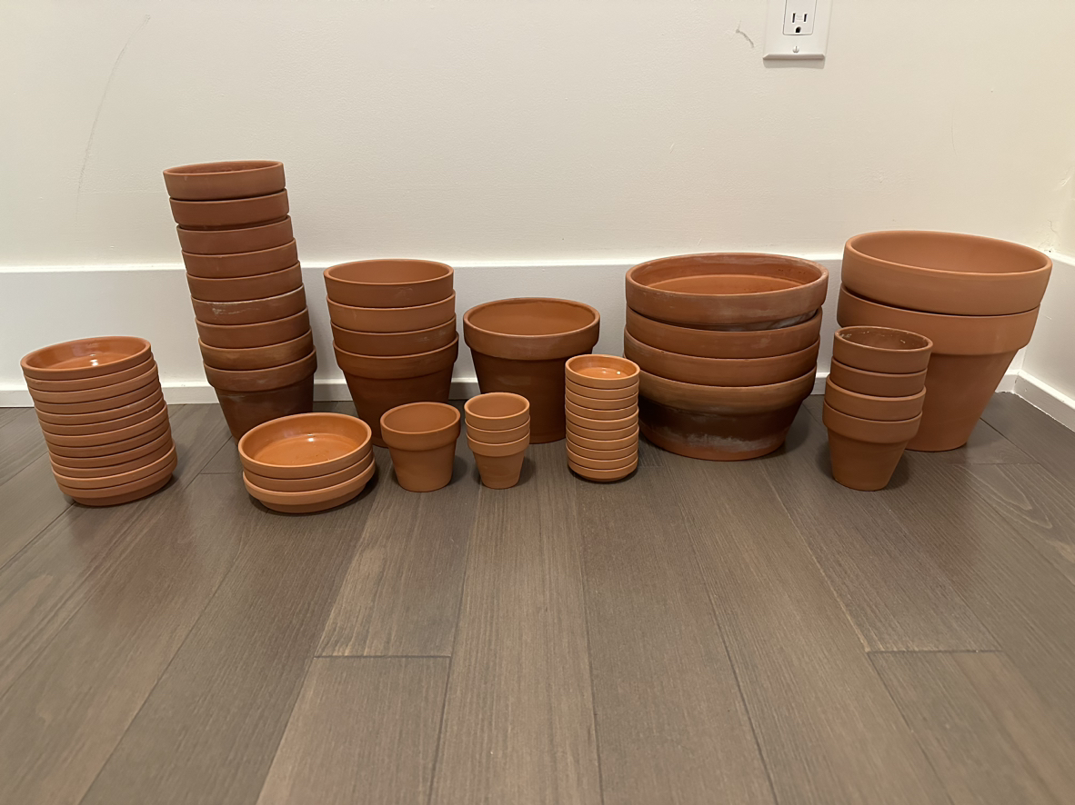 Terracotta pots and saucers - various sizes thumbnail