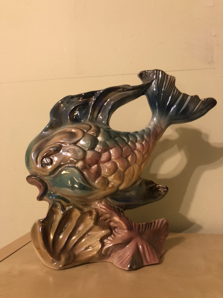 Vintage Iridescent Rainbow Fish Sculpture
