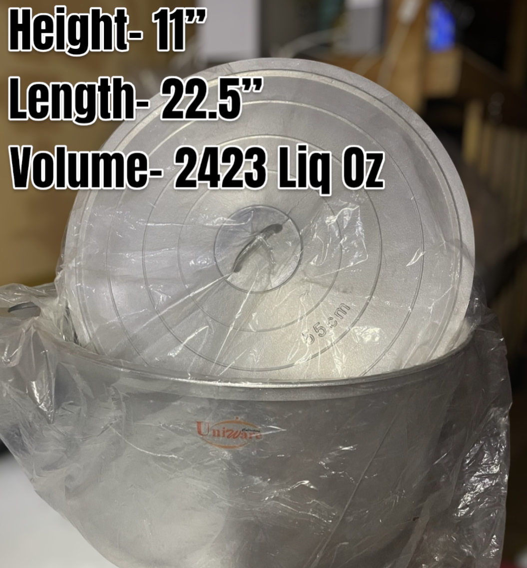 Large commercial sized aluminum cooking pot