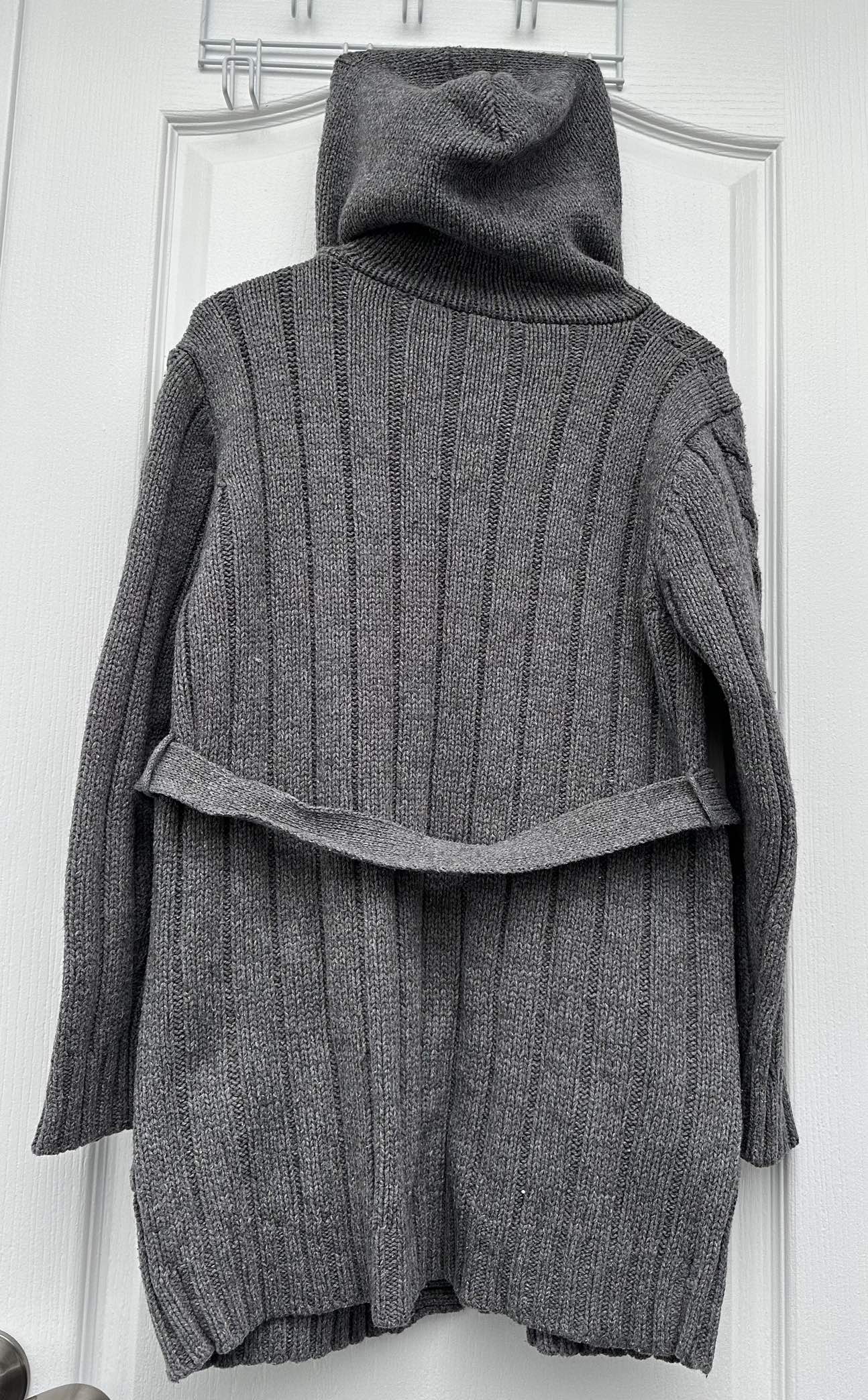 Grey Ladies’ Fall Knitted Warm Wool Cardigan w/Belt image indicator(3)