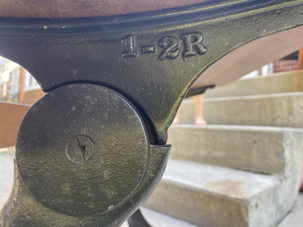 1800s antique school desk cast iron restored wood image indicator(6)