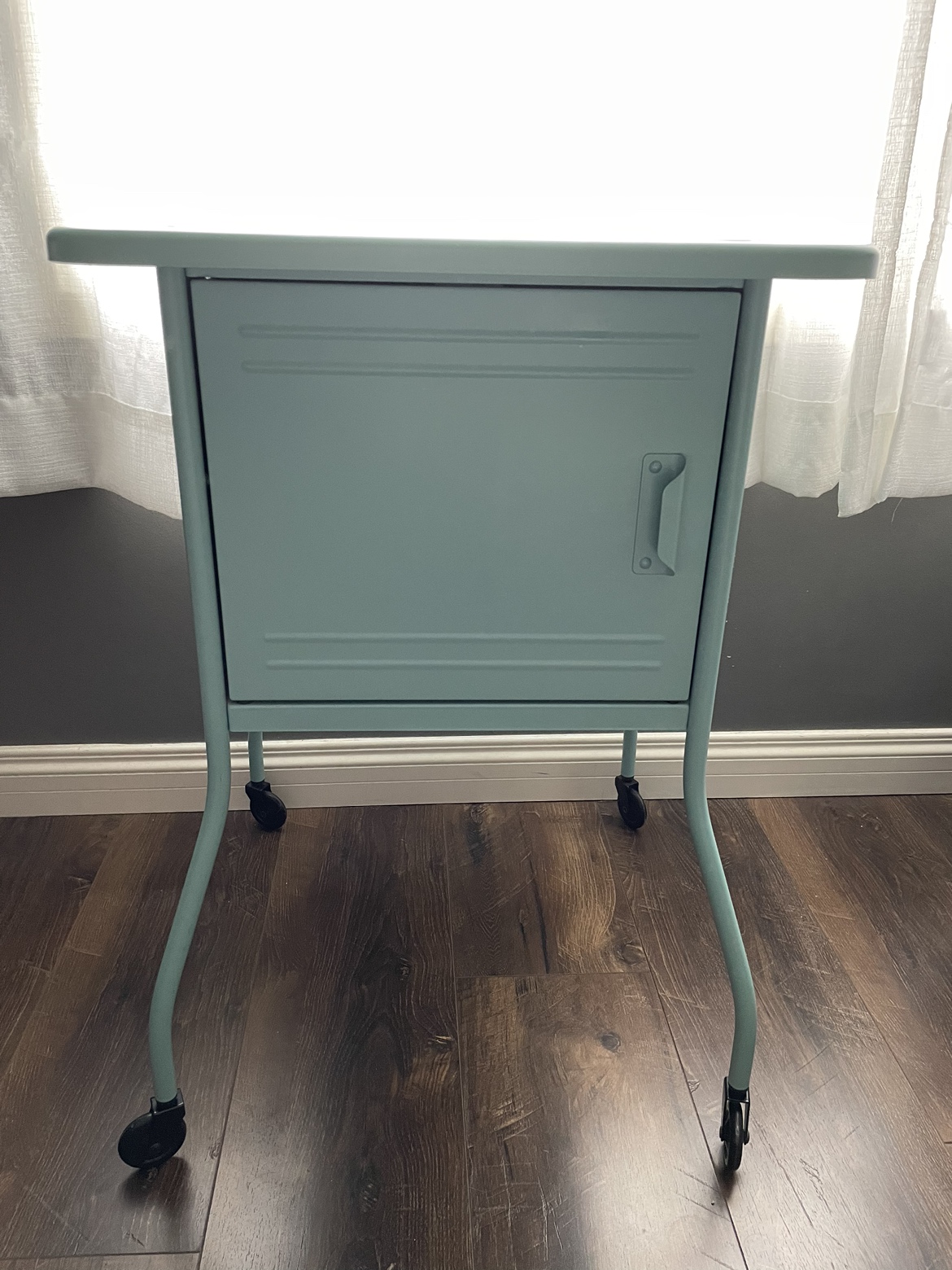 Bedside Table - Metal & Mint Blue