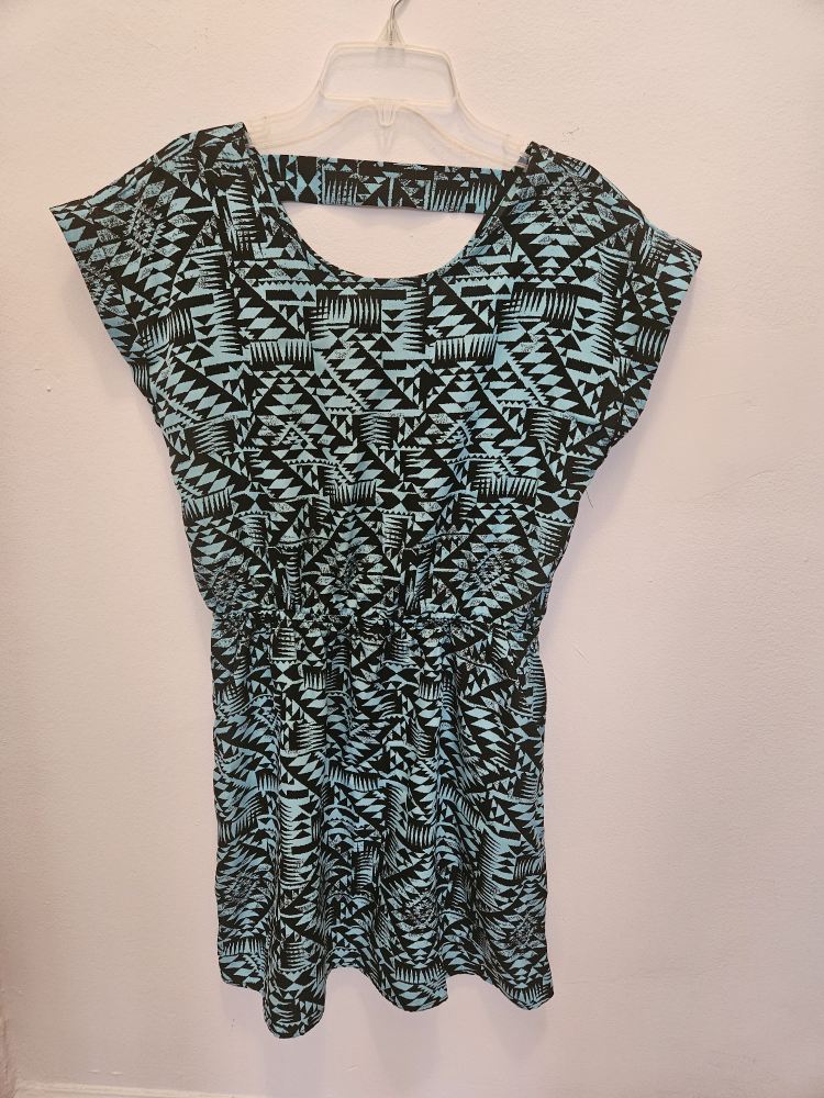 Blue and black patterned dress