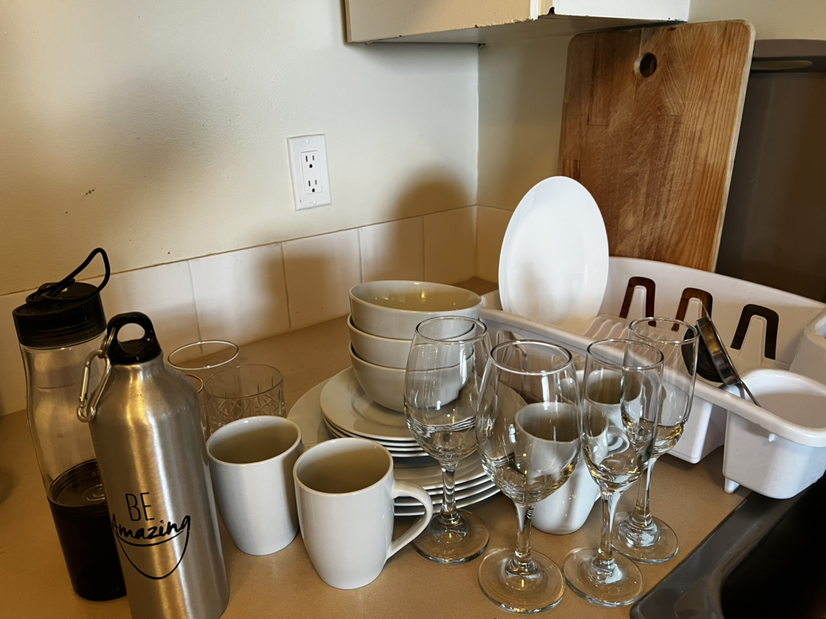 Take all plates, cups, bowls, rack, board, tray etc thumbnail
