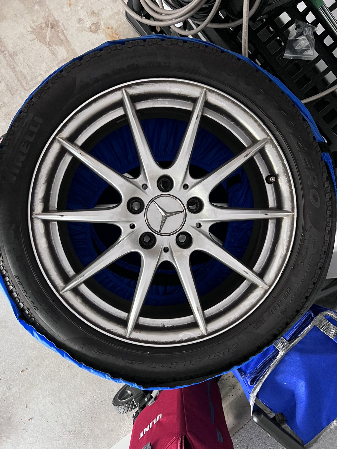 17" Pirelli Winter Tires with OEM Mercedes Alloy Rims image indicator(2)