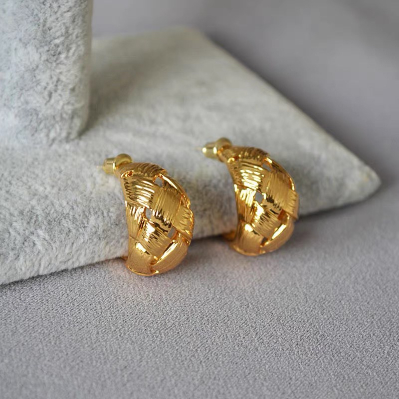 18K Gold plated /925 silver croissants hoop earrings image indicator(2)