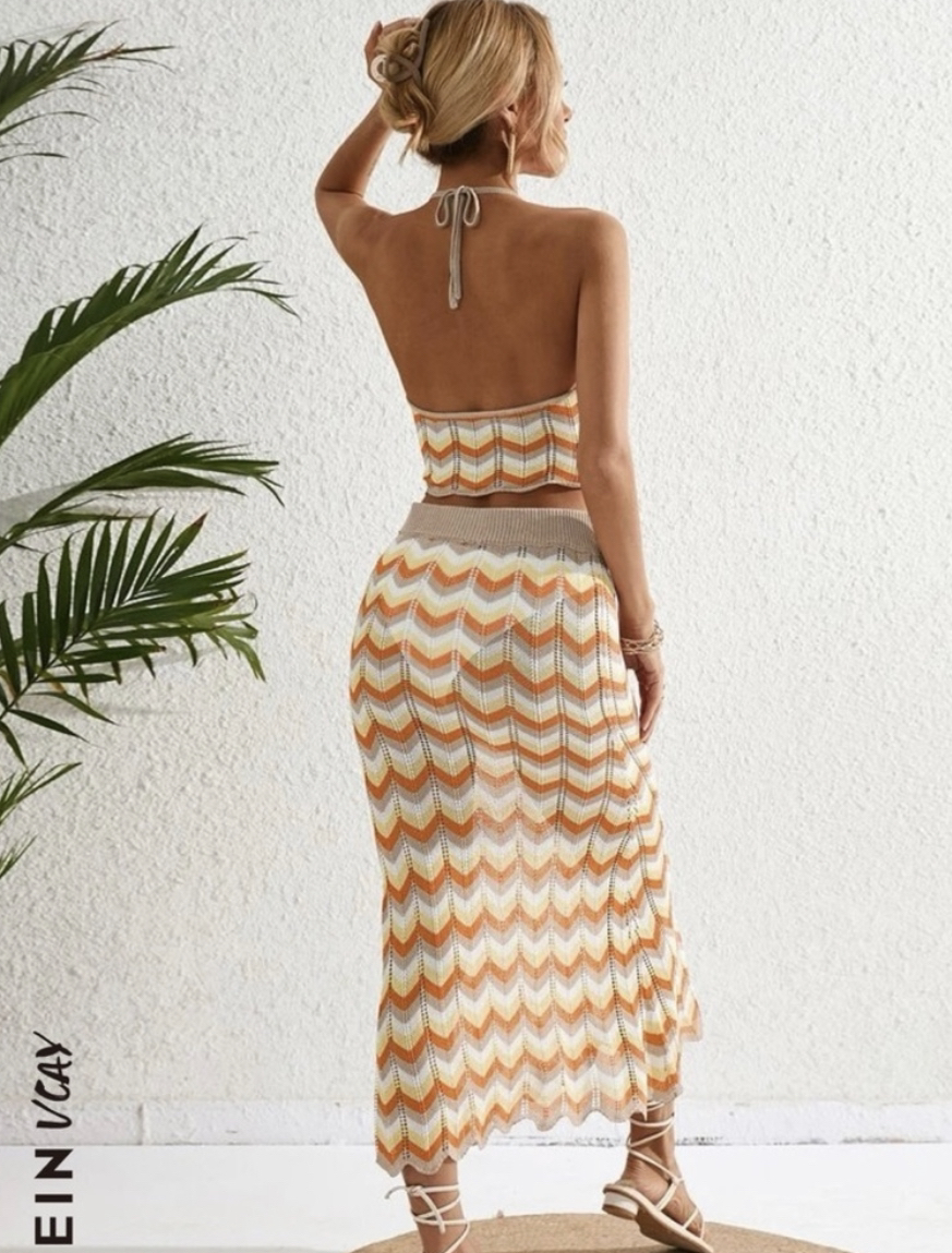 Shein Chevron pattern top & maxi skirt-Crochet knit fabric - photo 3