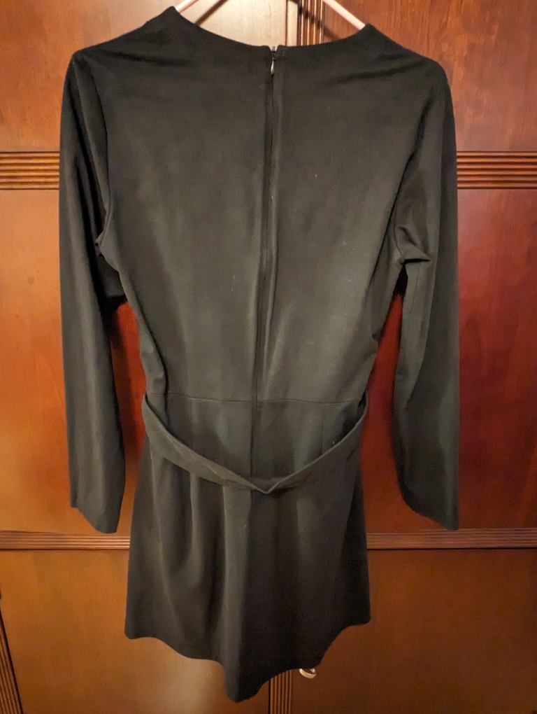 Faux suede belted dress - black - photo 2