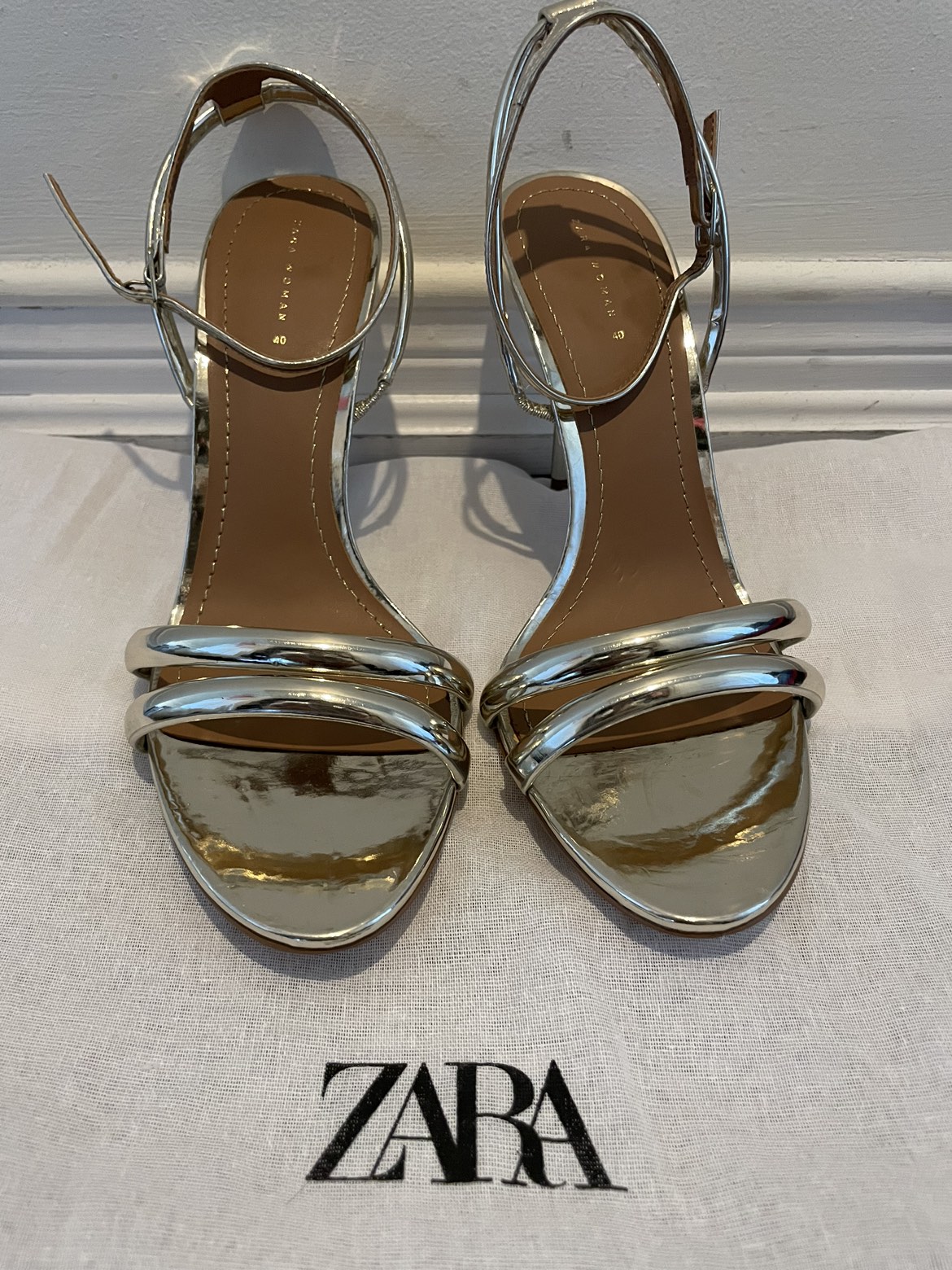 Zara: NEW Soft Gold Strappy Heels Size 9 $35 thumbnail