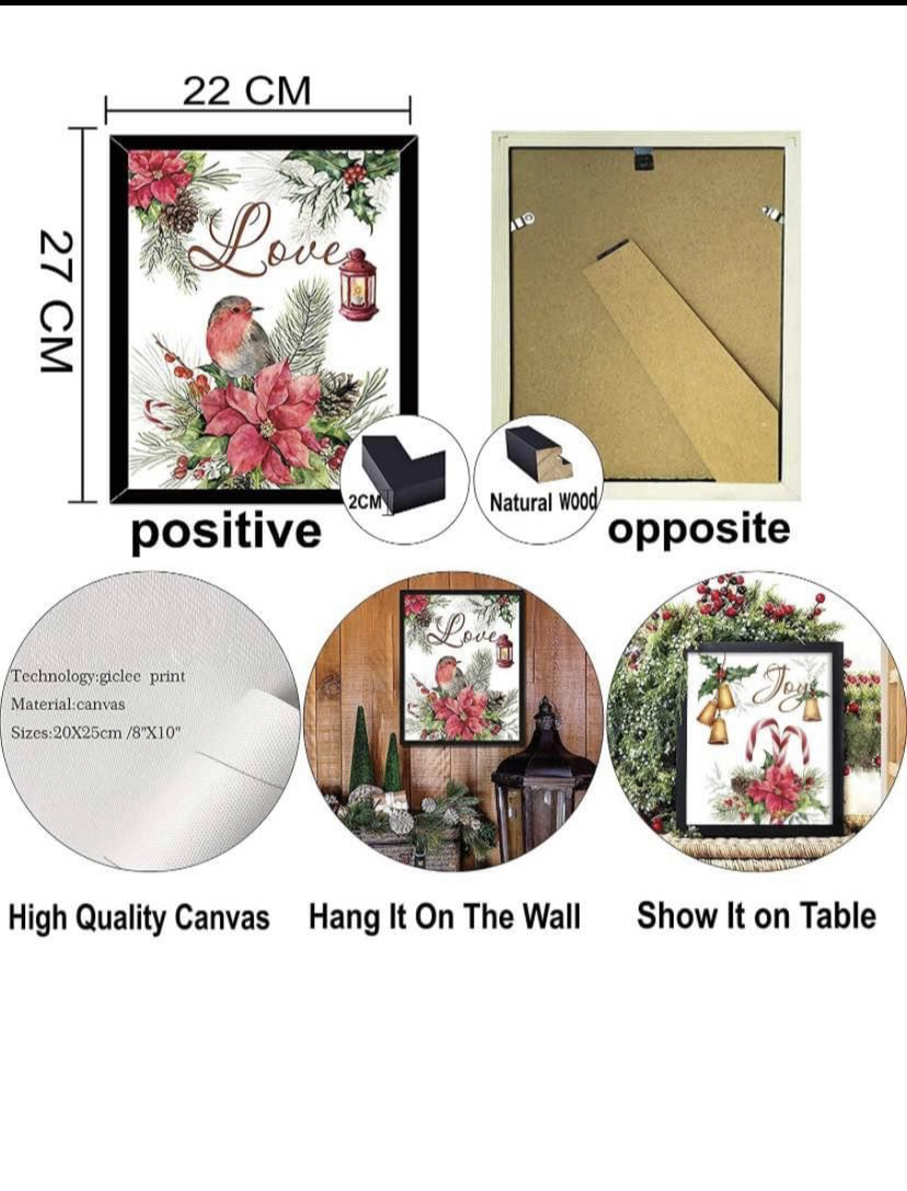 Brand new 3 piece framed Christmas wall art image indicator(3)