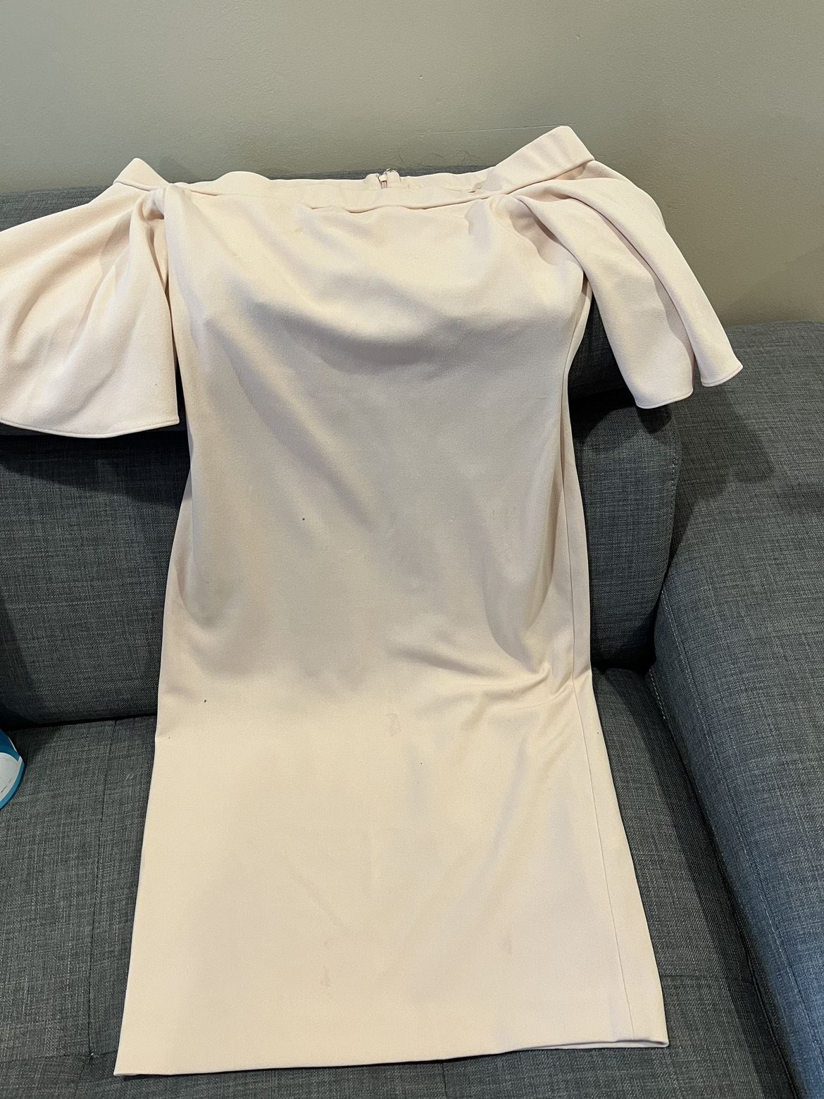 Beautiful light pink off shoulder dress image indicator(2)