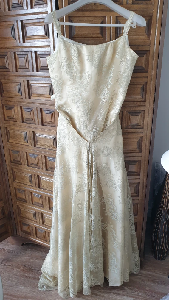 Pronuptia Paris Couture Antique Gold Lace & Silk "Wedding"  Gown image indicator(6)
