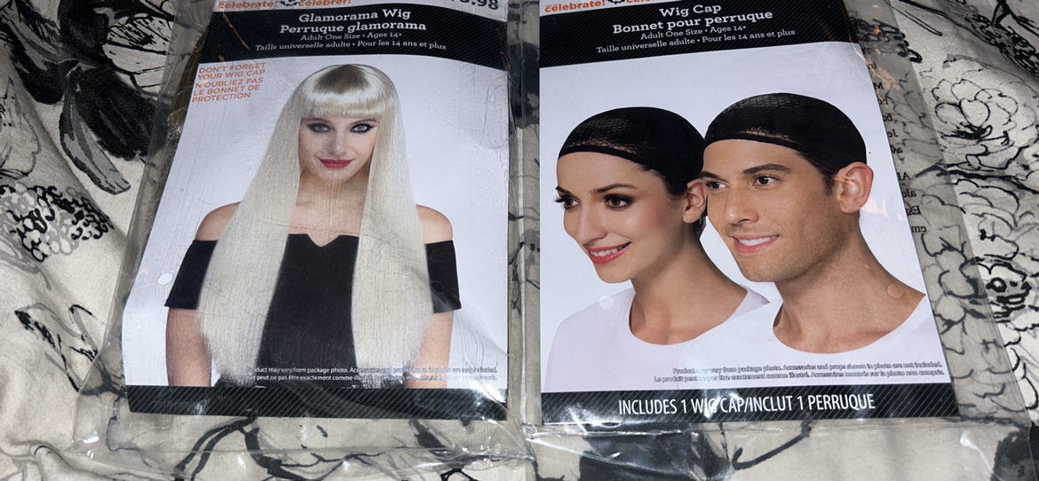 Blonde Costume wig, and wig cap