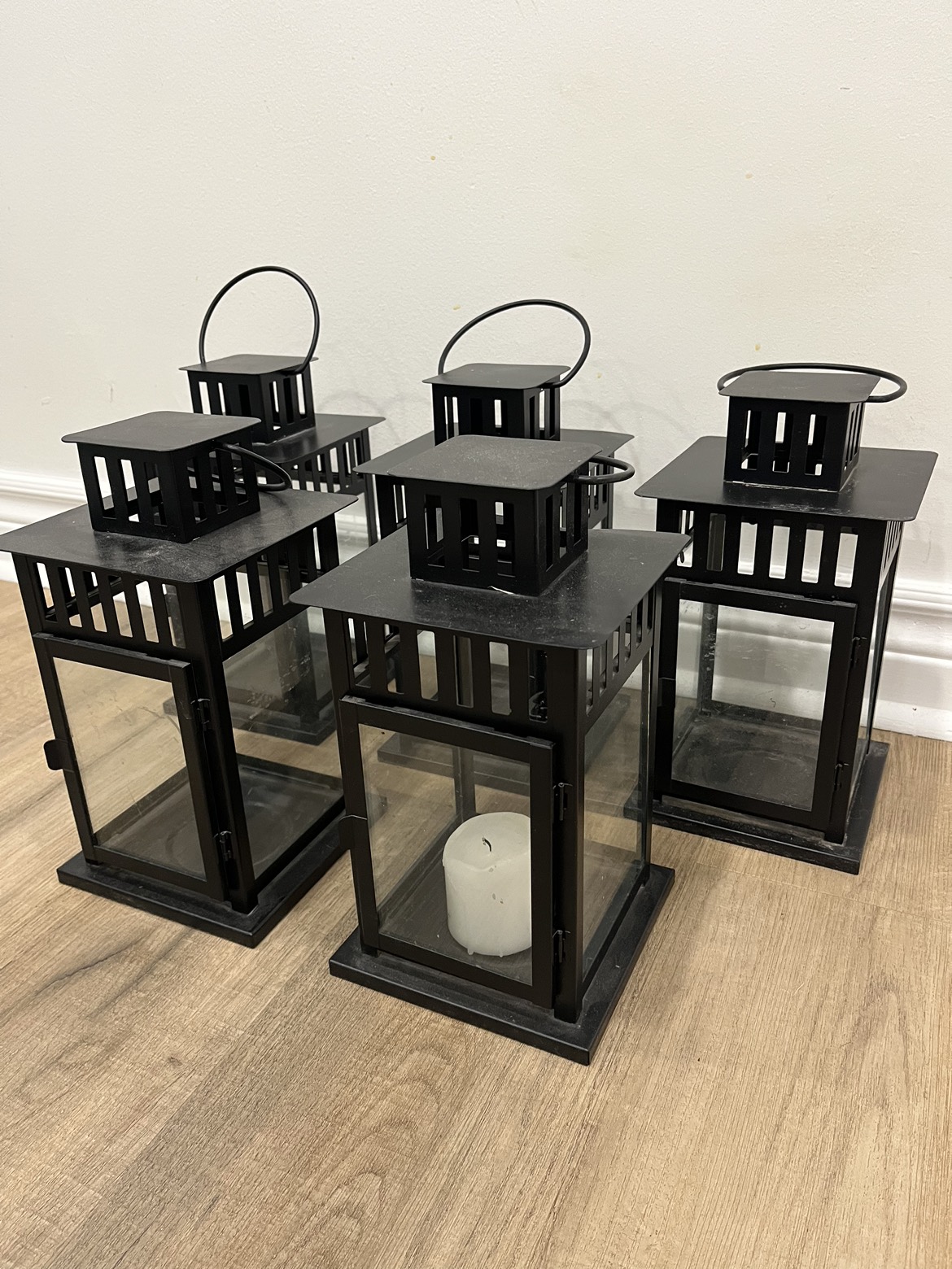 Ikea black lanterns (set of 5)