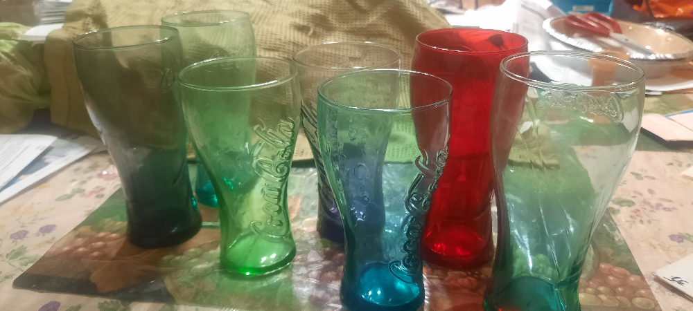 7 beautiful collectable coke glasses 5.00 each or for25.00