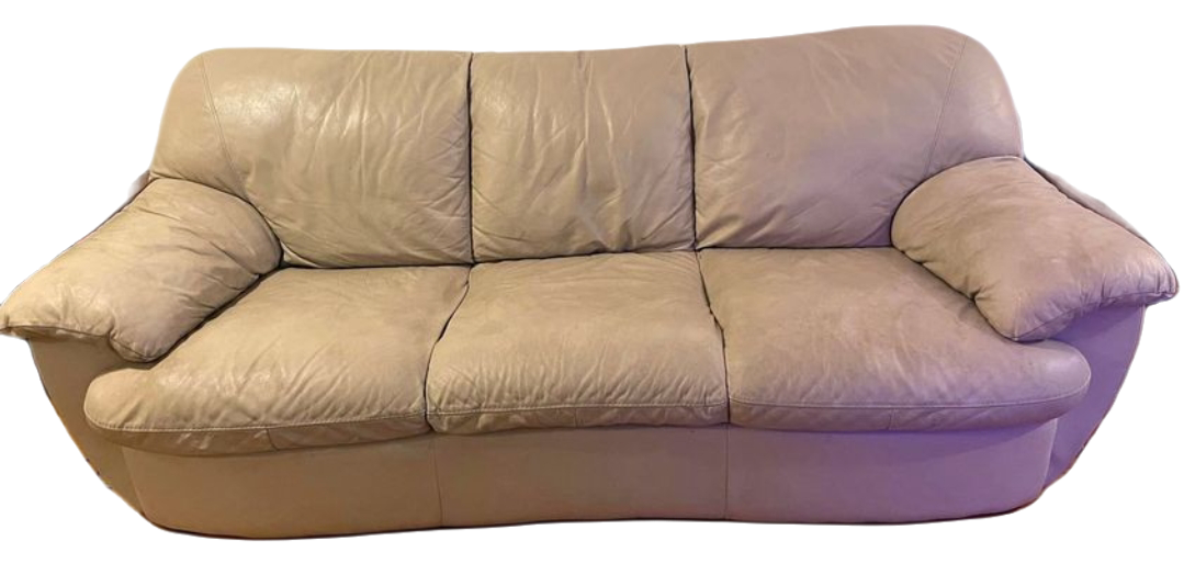 FREE DELIVERY Cream colored Leather 3 seater sofa / couch image indicator(7)