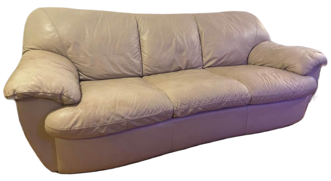 FREE DELIVERY Cream colored Leather 3 seater sofa / couch image indicator(8)