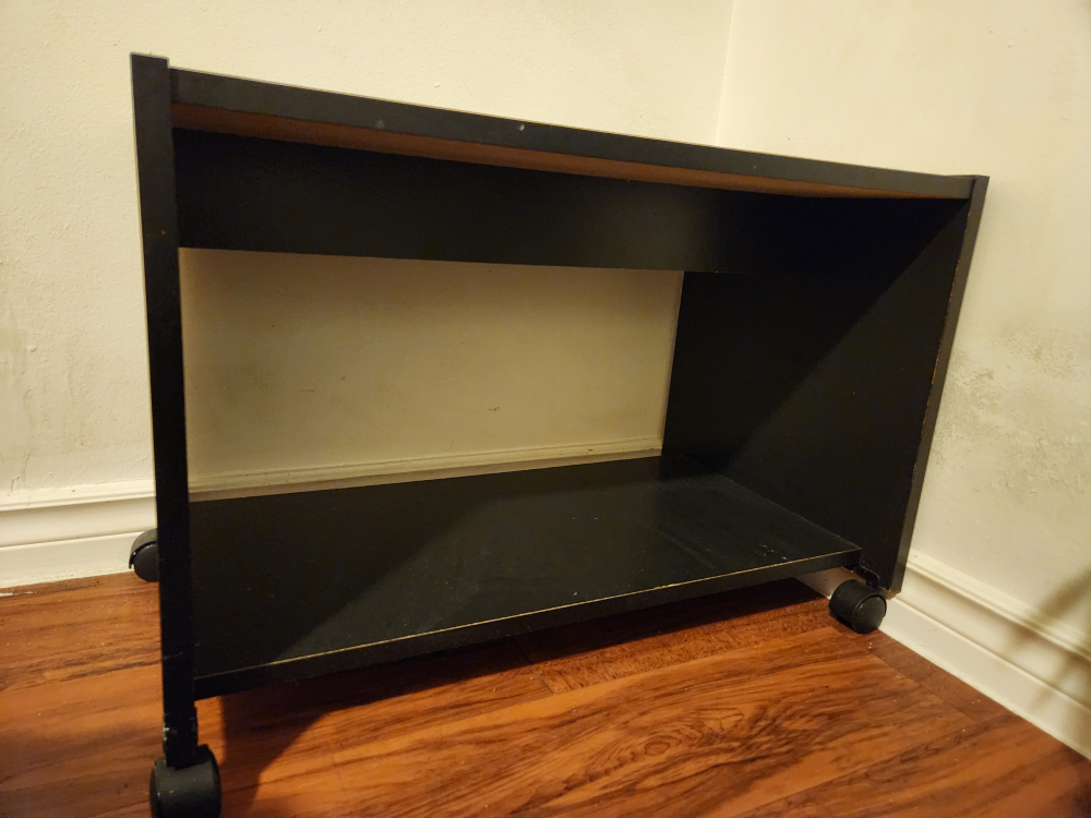 Black Side Table with Wheels thumbnail
