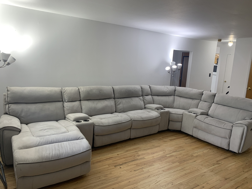 Grey Reclining Sectional Nine Pieces