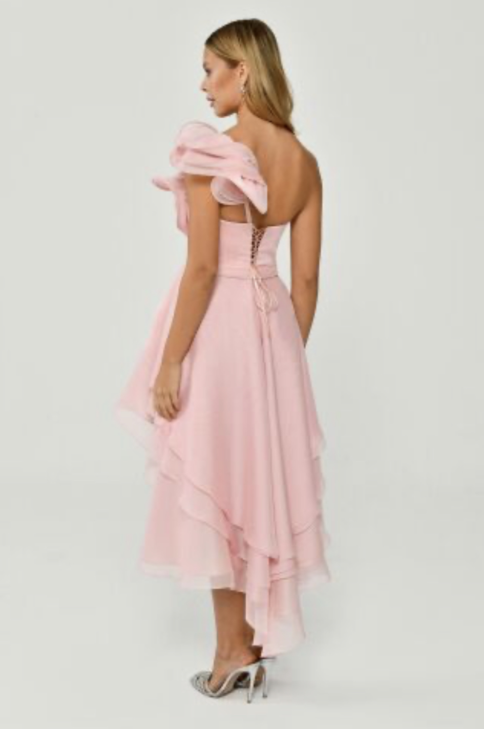 Alfabeta Womens Single Sleeve Crepe Short Dress,Sz 2, Light Pink image indicator(2)