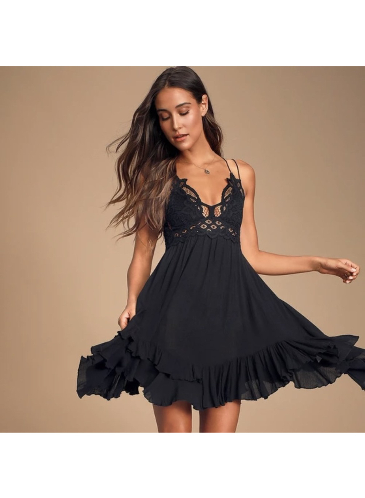 Free People Adella Slip Dress Black Noir size Small thumbnail