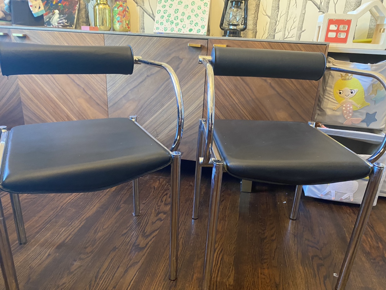 Tubular 80s Chrome Chairs post modern chairs pair image indicator(6)