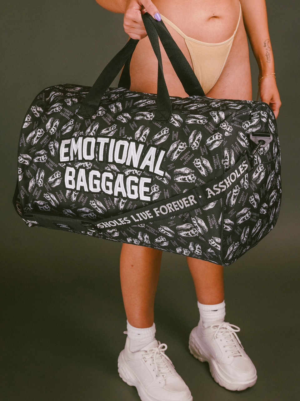 Assholes Live Forever EMOTIONAL BAGGAGE DINO SKULLS
