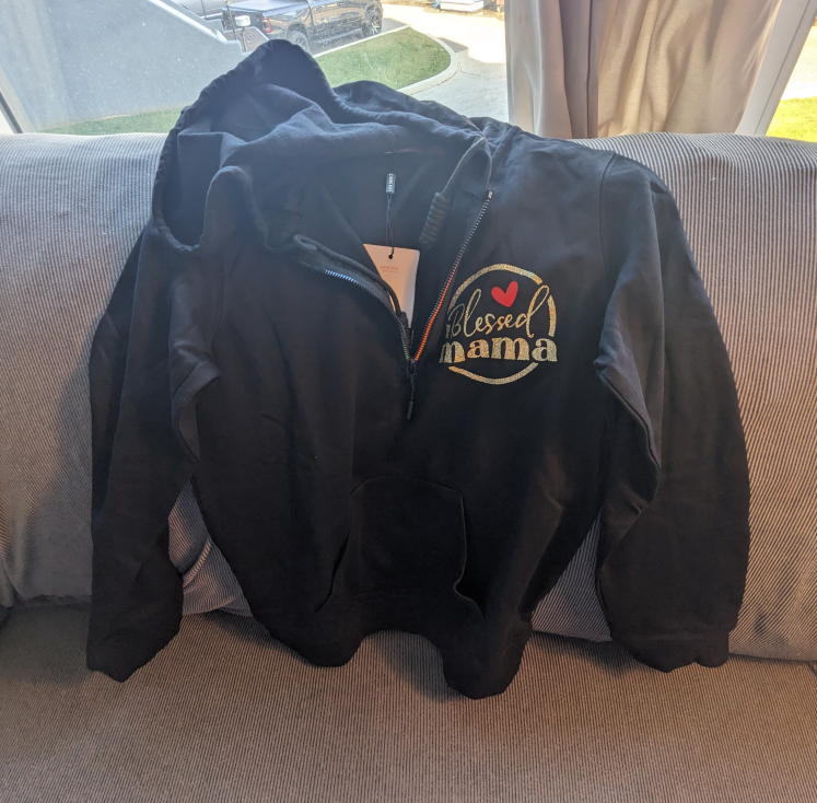 Custom New Black color 'Blessed Mama' hoodie $20 size XL - photo 2