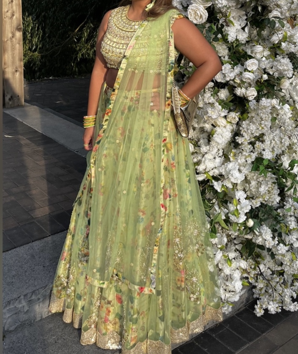 Lehenga (indian outfit) - light green.Size 8-10 thumbnail