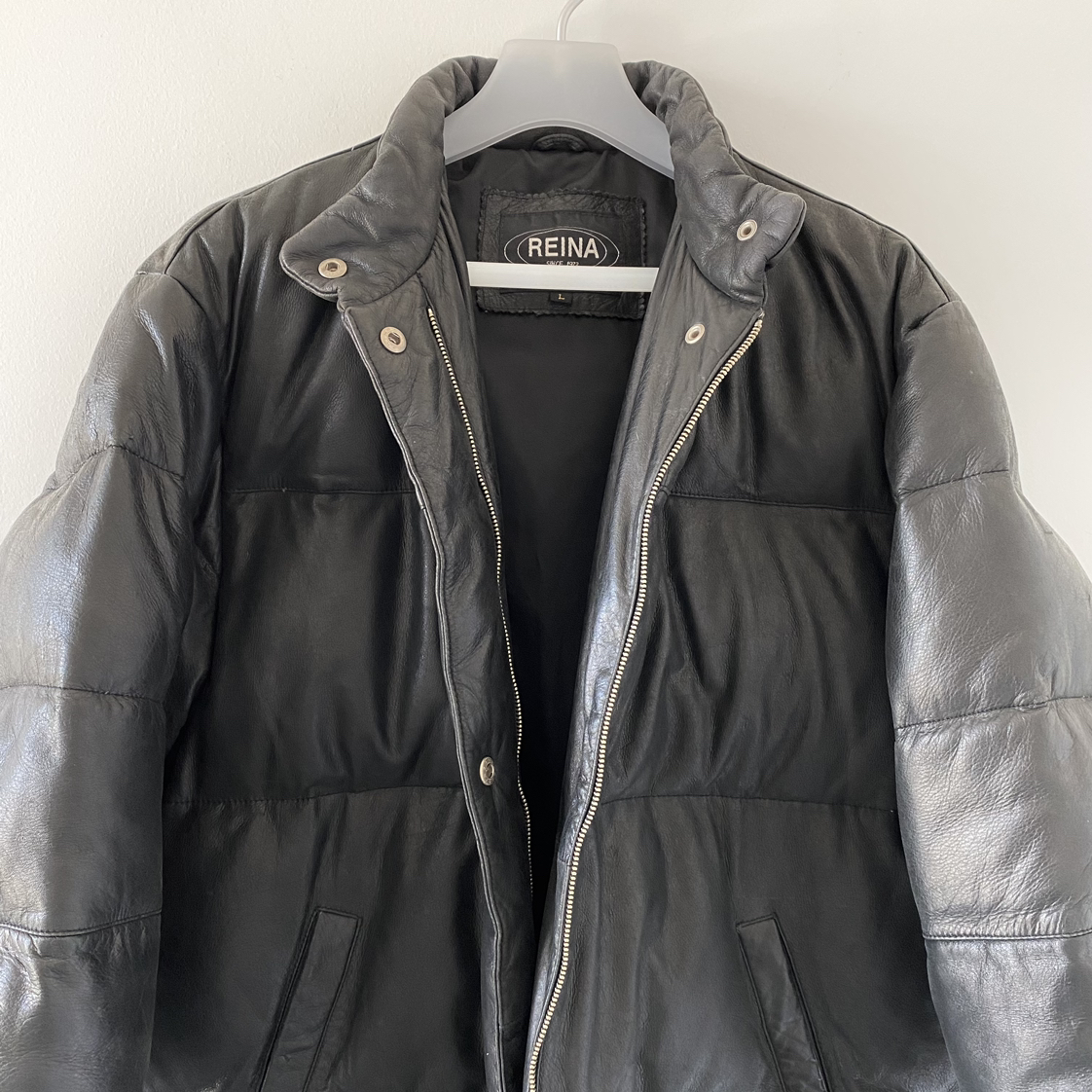 Vintage Leather Down Puffer Jacket / Coat - photo 4