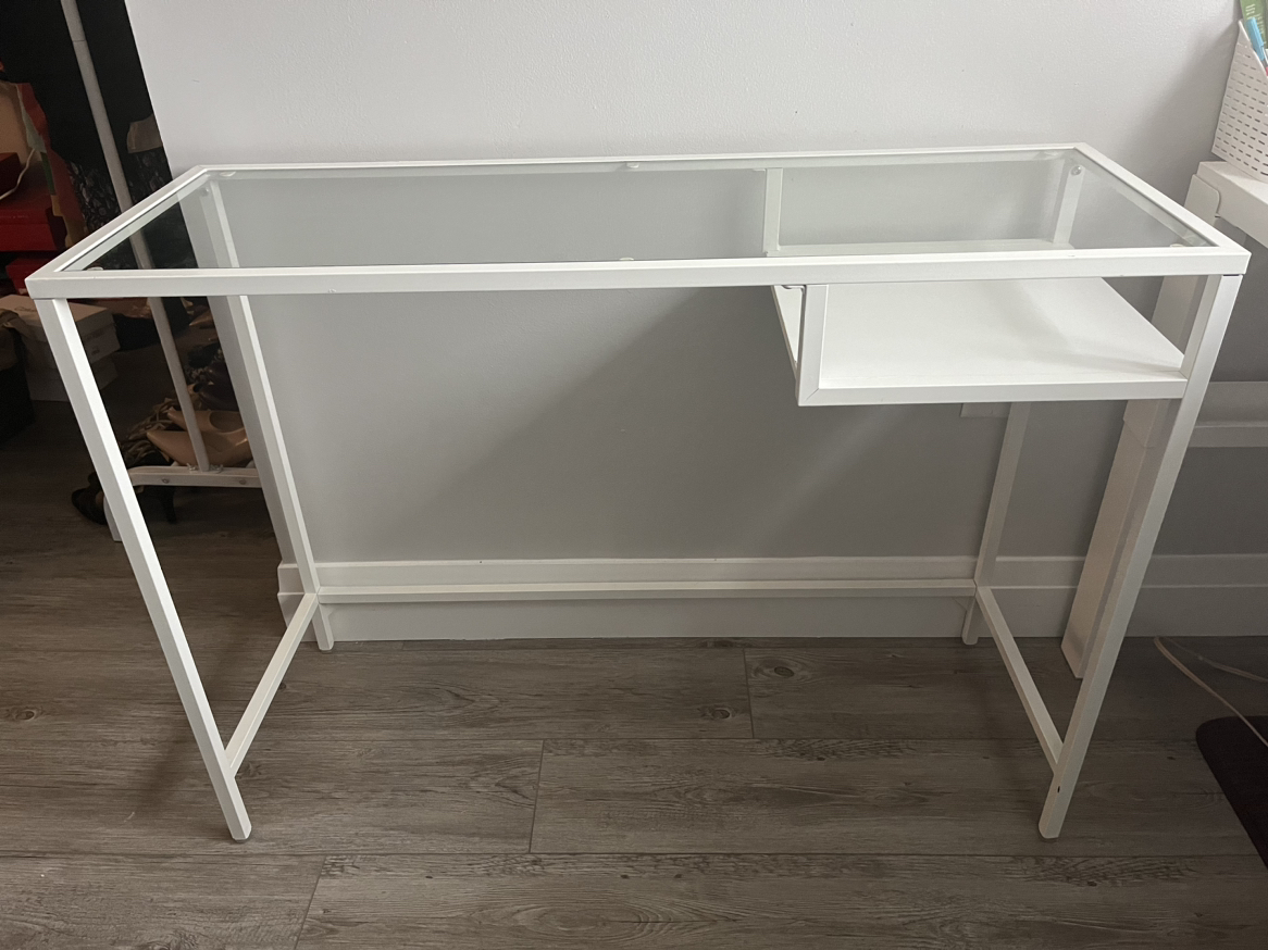 Glass and Steel Desk - White