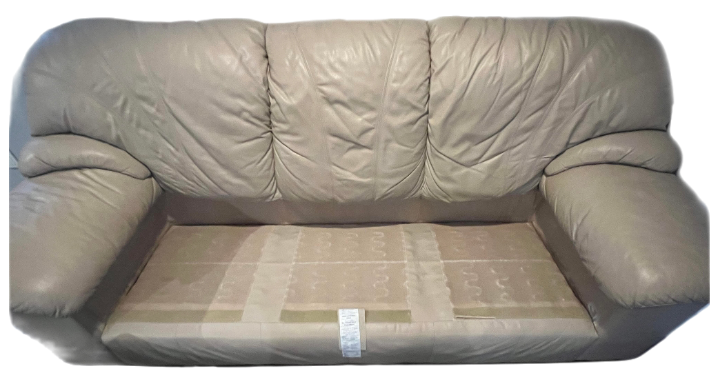 FREE DELIVERY Light grey Leather 3 seater sofa / couch image indicator(2)