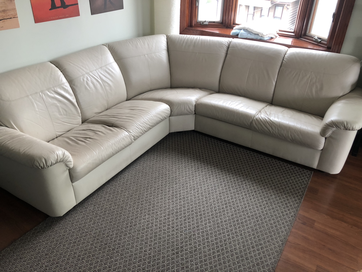 Beige Leather Sectional